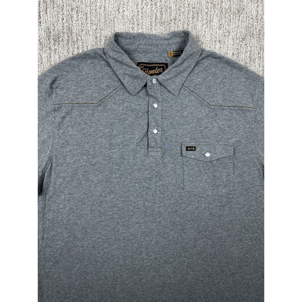 Howler Brothers Mens Ranchero Polo Shirt Pearl Snaps Gray Western Yokes Size XL